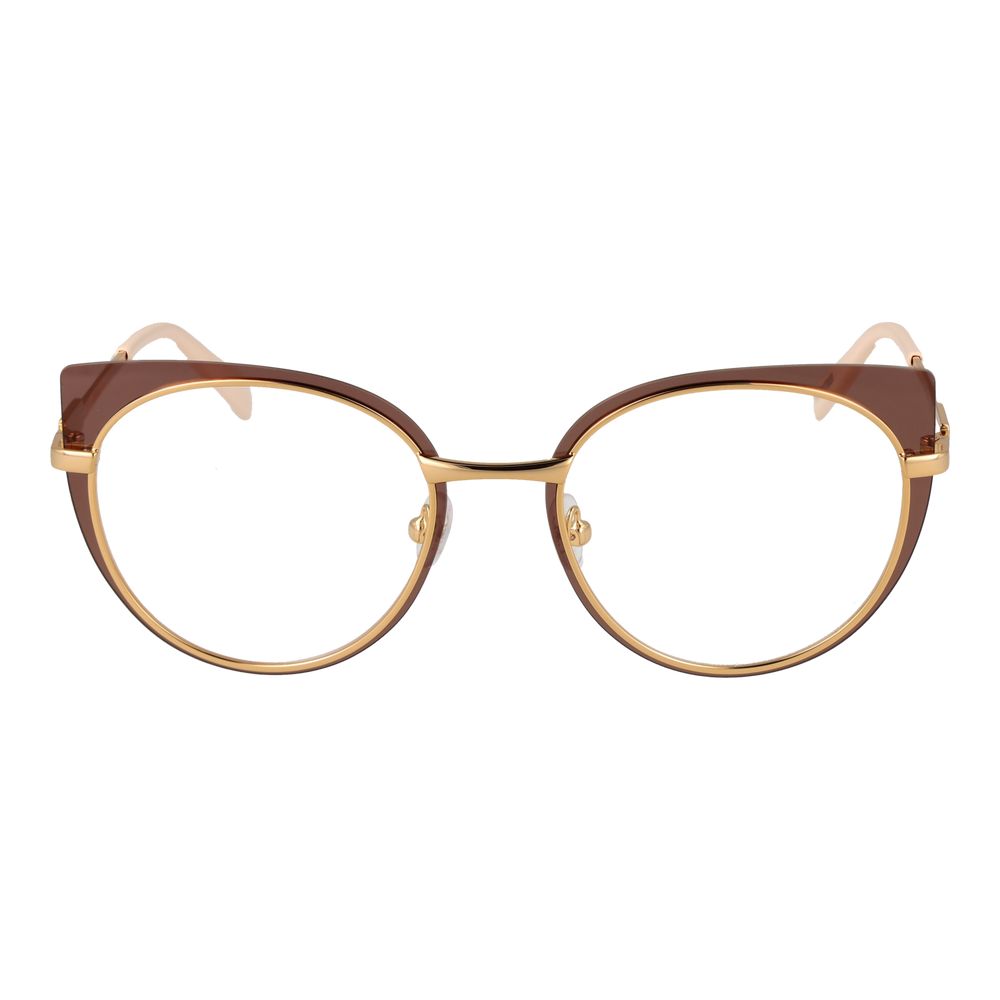Eyeglasses Frames by Emilio Pucci for women in brown showcases a reflective silhouette, artfully incorporating a sophisticated brown coloured frame with a distinct full-frame frame design.