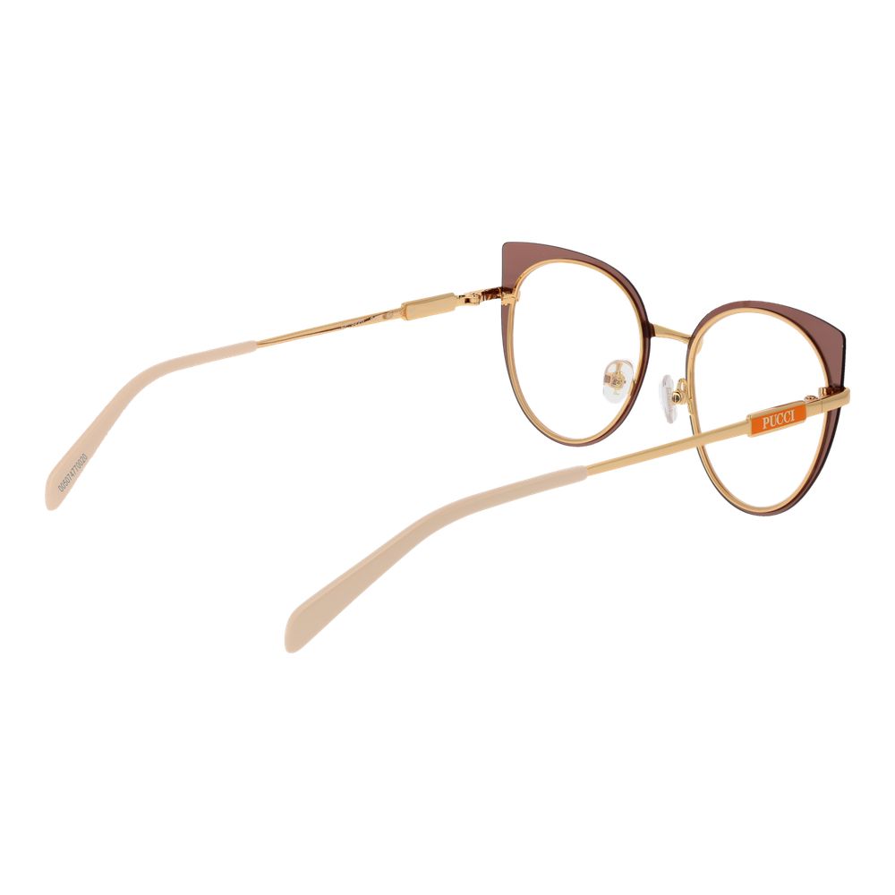 Eyeglasses Frames by Emilio Pucci for women in brown features a refined silhouette, showcasing a refined brown coloured frame and full-frame frame design for a sophisticated, premium look.