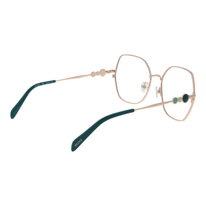 Eyeglasses Frames by Emilio Pucci for women in metal and rose-gold showcases a refined silhouette, detailed with a rose-gold coloured frame finish and a sophisticated full-frame frame design.