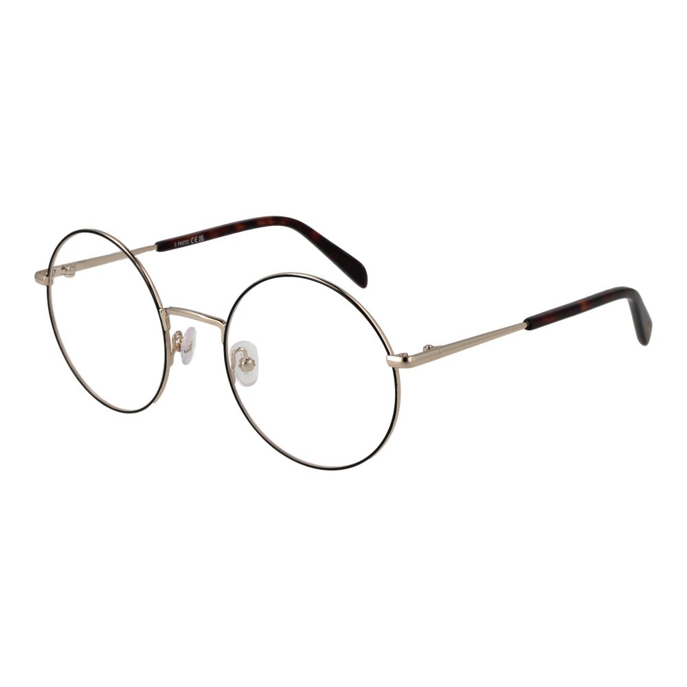 Eyeglasses Frames by Emilio Pucci for women in metal black features a refined silhouette, showcasing a refined black coloured frame and full-frame frame design for a sophisticated, premium look.
