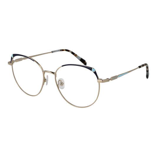 Eyeglasses Frames by Emilio Pucci for women in metal gold features a refined silhouette, showcasing a refined gold coloured frame and full-frame frame design for a sophisticated, premium look.