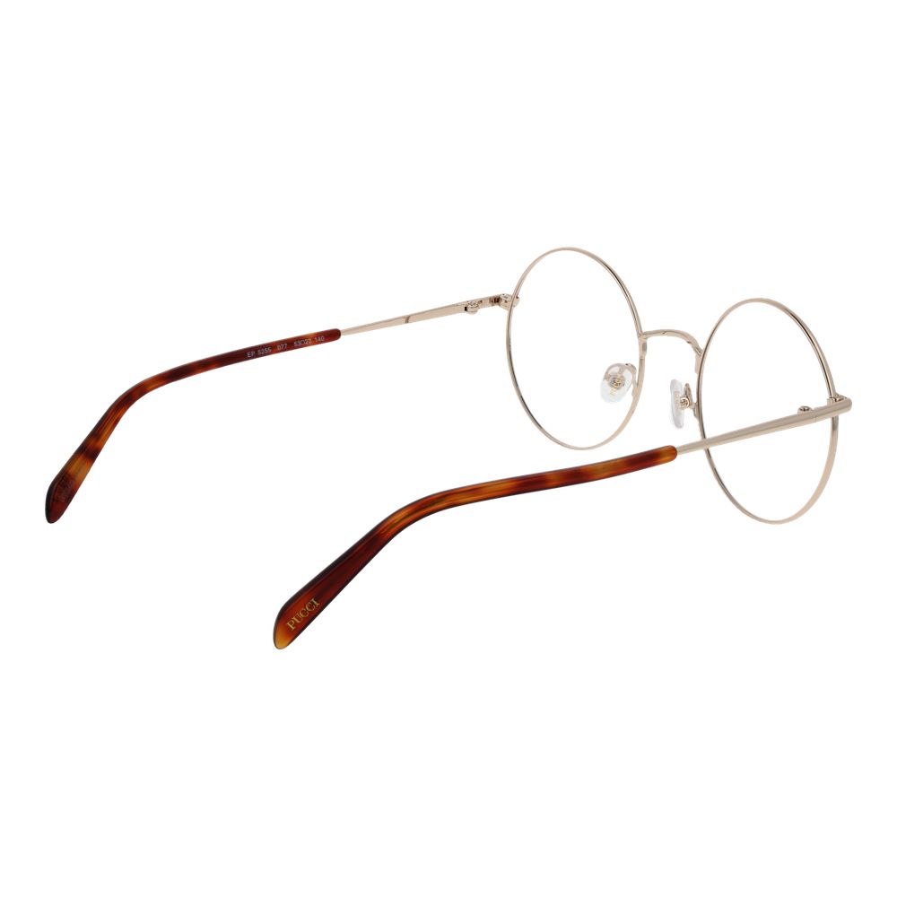 Eyeglasses Frames by Emilio Pucci for women in metal purple showcases a reflective silhouette, artfully incorporating a sophisticated purple coloured frame with a distinct full-frame frame design.