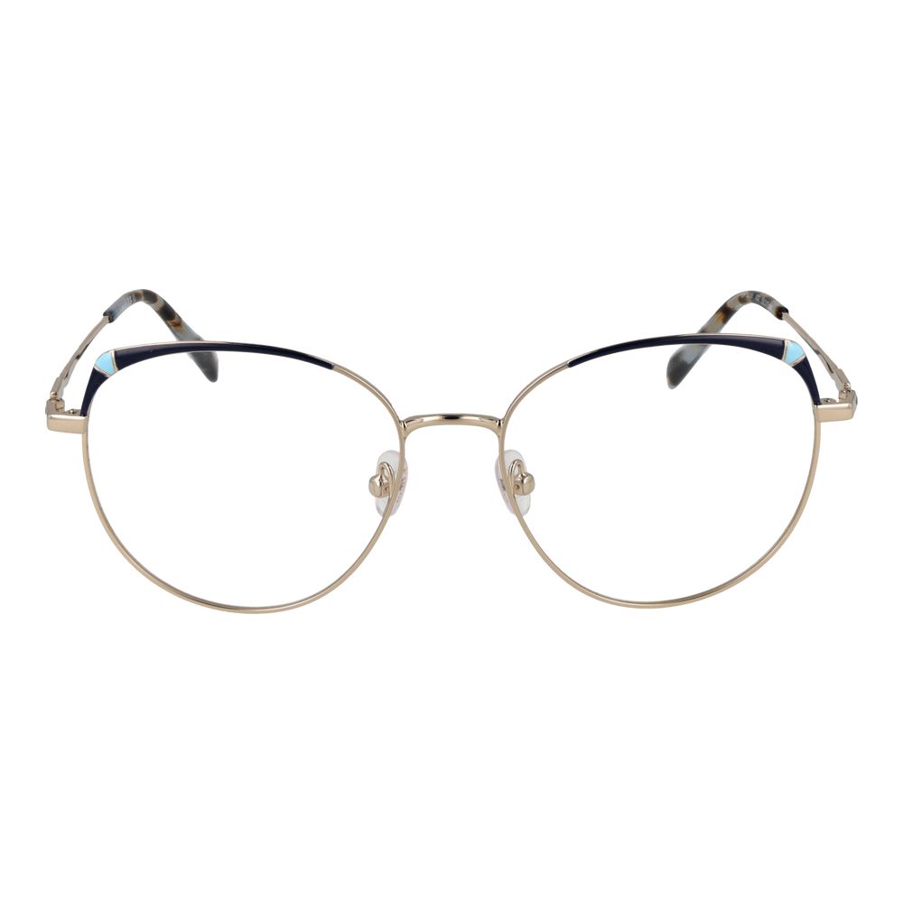 Eyeglasses Frames by Emilio Pucci for women in metal gold showcases a refined full-frame frame design with a refined gold coloured frame finish for a refined and sophisticated look.
