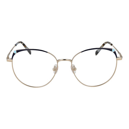 Eyeglasses Frames by Emilio Pucci for women in metal gold showcases a refined full-frame frame design with a refined gold coloured frame finish for a refined and sophisticated look.