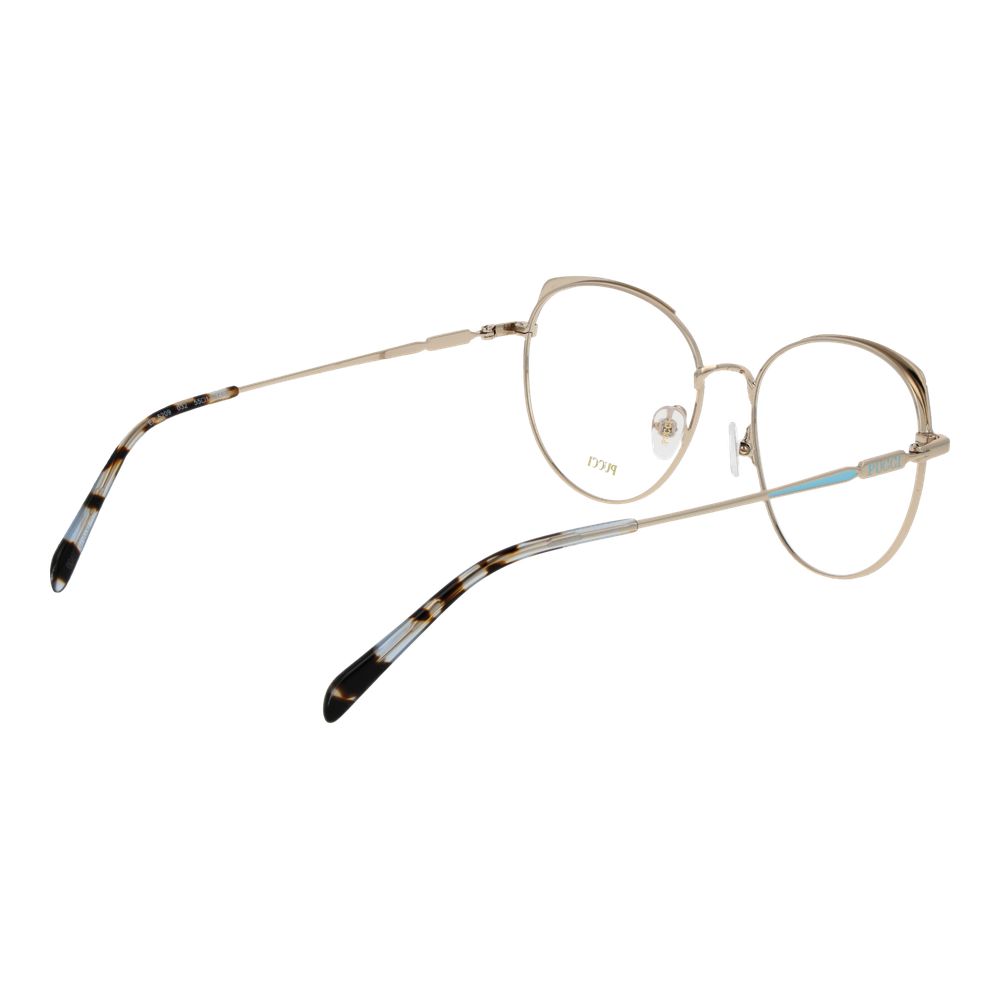 Eyeglasses Frames by Emilio Pucci for women in metal and gold showcases an refined full-frame frame design featuring a sophisticated gold coloured frame for an refined and refined aesthetic.