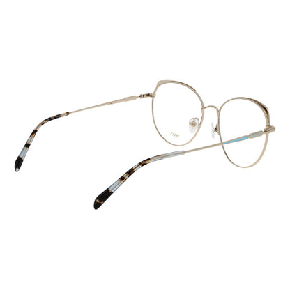Eyeglasses Frames by Emilio Pucci for women in metal and gold showcases an refined full-frame frame design featuring a sophisticated gold coloured frame for an refined and refined aesthetic.