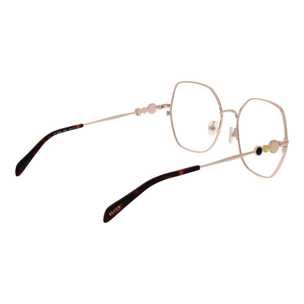 Eyeglasses Frames by Emilio Pucci for women in metal and black showcases a refined silhouette, detailed with a black coloured frame finish and a sophisticated full-frame frame design.