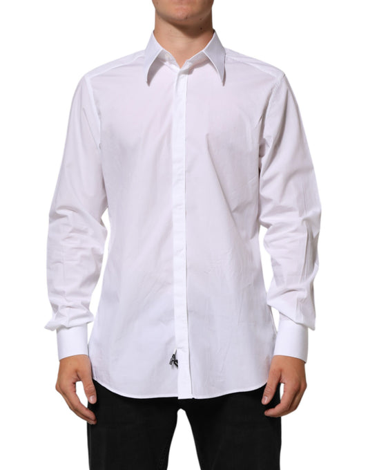 Dress Shirt by Dolce & Gabbana for men in cotton white, featuring a nuanced long-sleeve and nuanced for a sophisticated finish.
