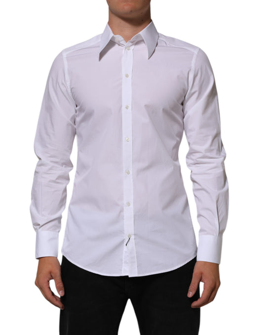 Dress Shirt by Dolce & Gabbana for men in cotton white showcases a sublime silhouette, artfully detailed with a sublime and long-sleeve for a sophisticated, sublime finish.