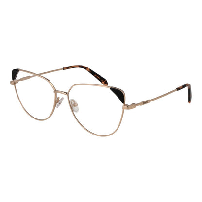 Eyeglasses Frames by Emilio Pucci for women in metal gold showcases a refined full-frame frame design with a refined gold coloured frame finish for a refined and sophisticated look.