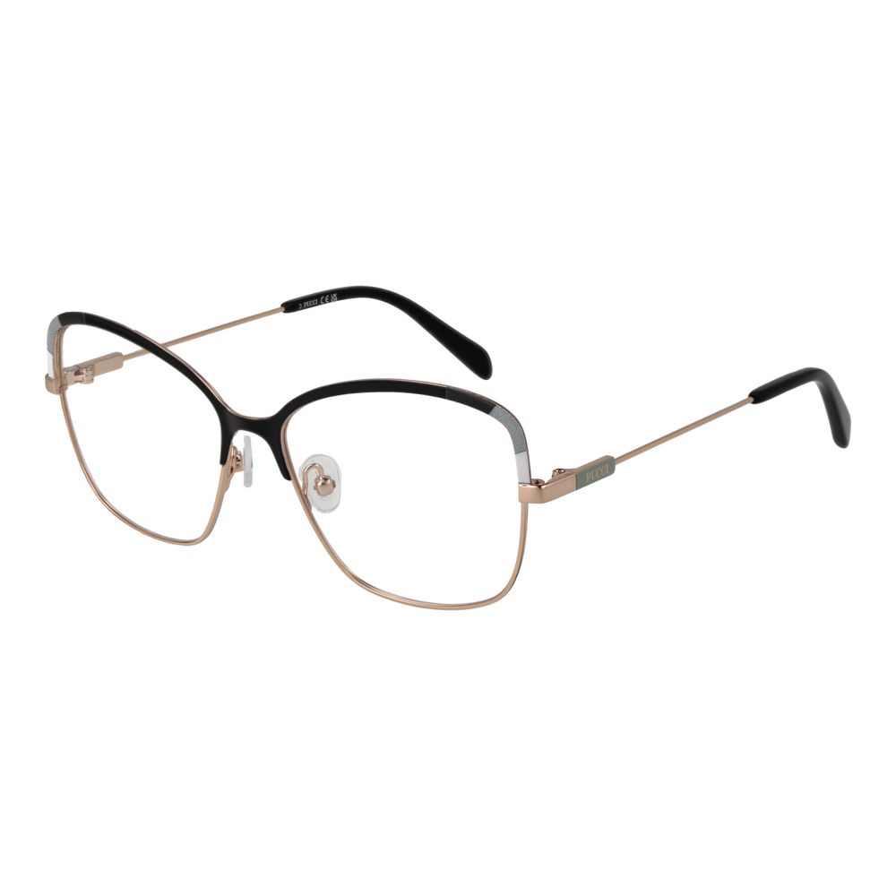 Eyeglasses Frames by Emilio Pucci for women in metal black features an refined silhouette, showcasing the refined black coloured frame and sophisticated full-frame frame design.
