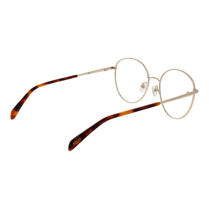 Eyeglasses Frames by Emilio Pucci for women in metal and gold showcases a refined silhouette, detailed with a gold coloured frame finish and a sophisticated full-frame frame design.
