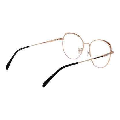 Eyeglasses Frames by Emilio Pucci for women in metal rose-gold showcases a reflective silhouette, artfully incorporating a sophisticated rose-gold coloured frame with a distinct full-frame frame design.