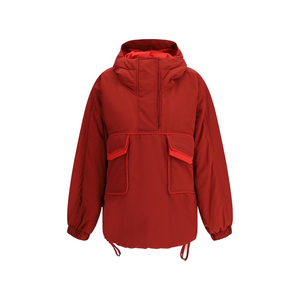Hooded Jacket by MARBELL for women in cashmere viscose red features an utilitarian silhouette with a refined hooded neckline, showcasing sophisticated pockets & hooded for an utilitarian aesthetic.