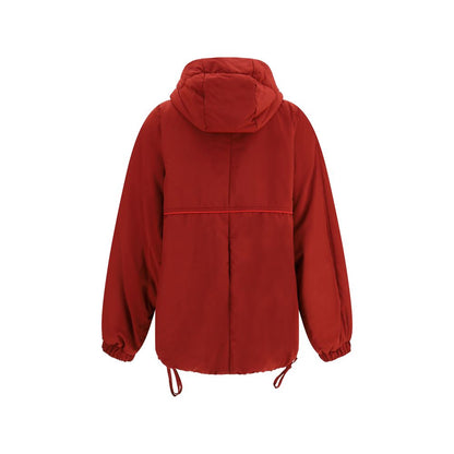 Hooded Jacket by MARBELL for women in cashmere viscose red showcases a enveloping silhouette, artfully detailed with a enveloping hooded neckline and premium pockets & hooded for a truly enveloping finish.