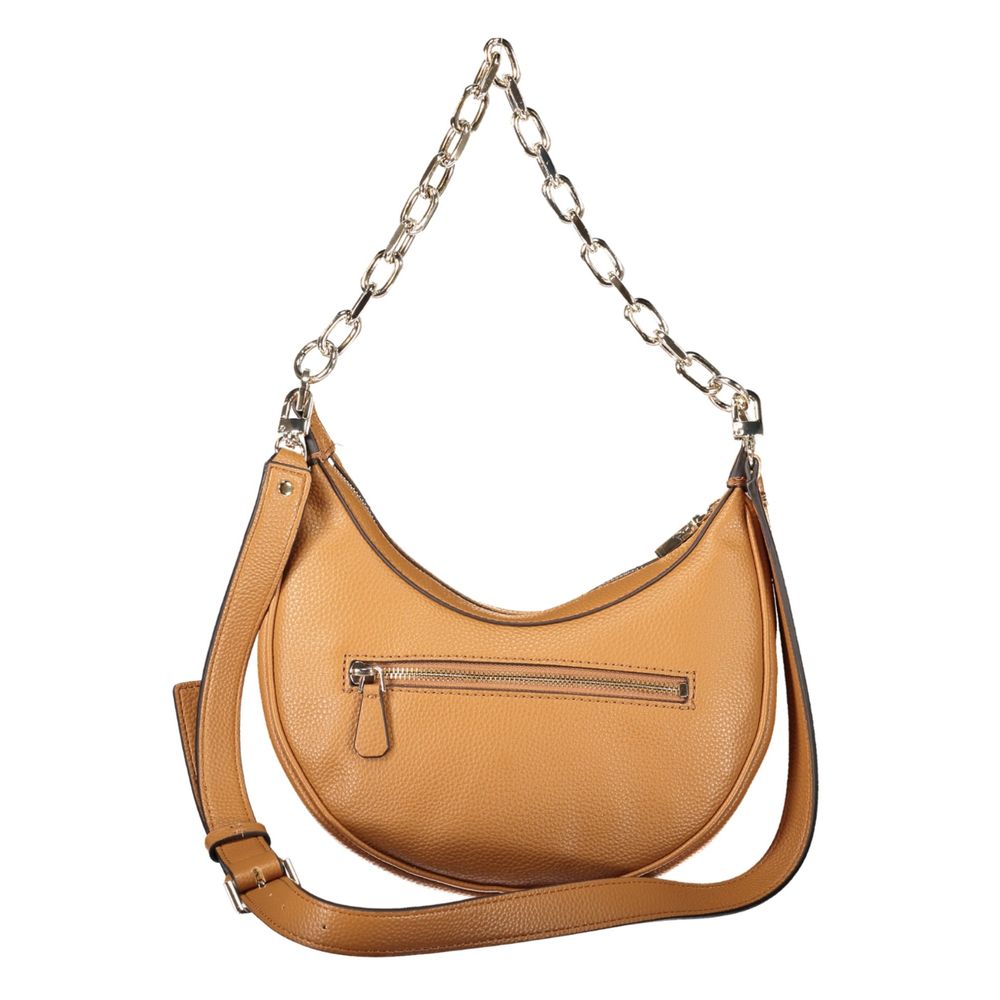 Handbag by Guess Jeans for women in polyethylene brown & signature features a refined silhouette, showcasing a secure zipper, organized external-pockets, internal-pockets & cardholder, and versatile shoulder-strap, adjustable-strap & handle for a refined finish.