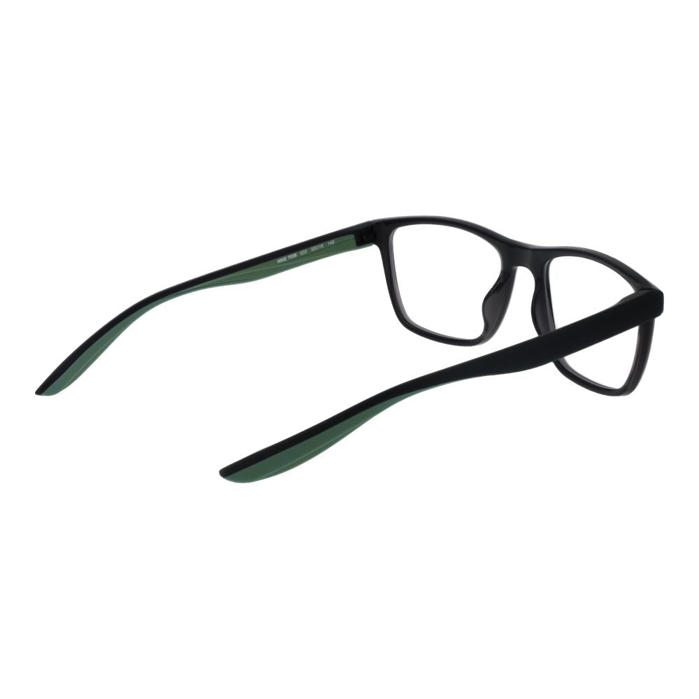 Eyeglasses Frames by Nike for unisex in stainless steel gray features a refined silhouette, showcasing a refined black coloured frame and full-frame frame design for a sophisticated, premium look.