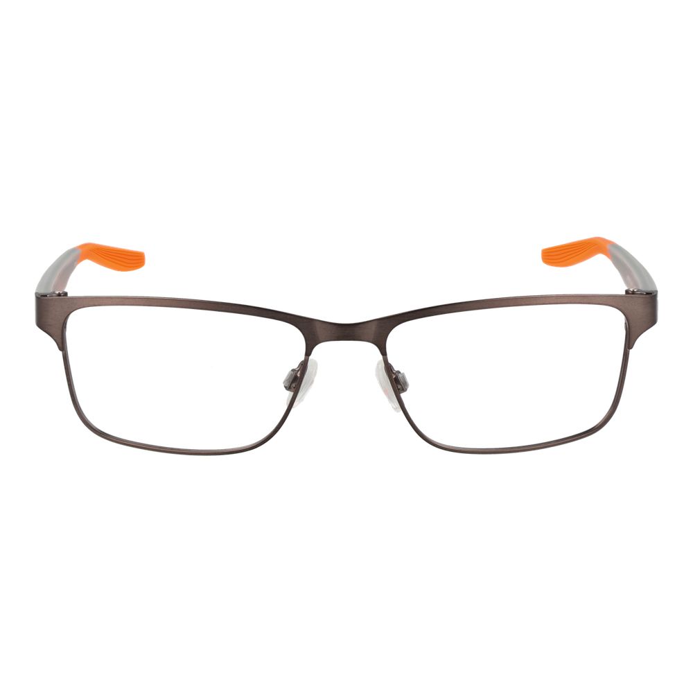 Eyeglasses Frames by Nike for men in stainless steel black features an refined silhouette, showcasing the refined copper coloured frame and sophisticated full-frame frame design.
