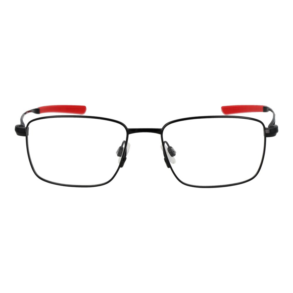 Eyeglasses Frames by Nike for men in titanium black showcases a reflective silhouette, artfully incorporating a sophisticated black coloured frame with a distinct full-frame frame design.