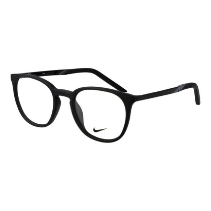 Eyeglasses Frames by Nike for unisex in metal black showcases a reflective silhouette, artfully incorporating a sophisticated with a distinct full-frame frame design.