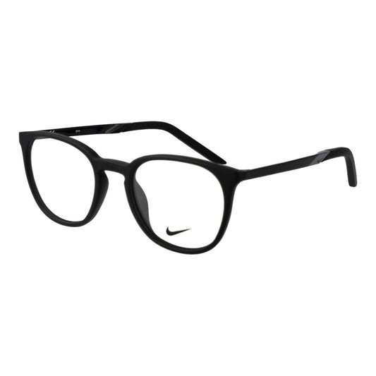 Eyeglasses Frames by Nike for unisex in metal black showcases a reflective silhouette, artfully incorporating a sophisticated with a distinct full-frame frame design.