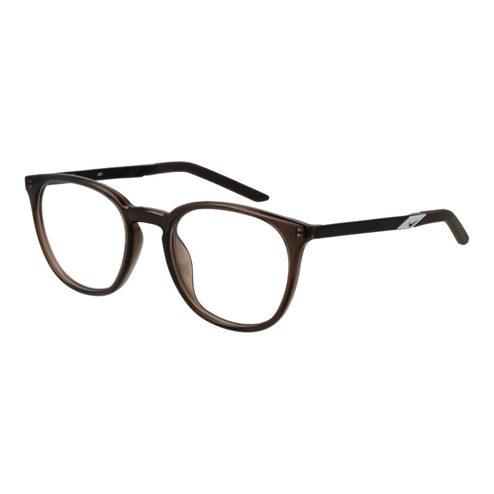 Eyeglasses Frames by Nike for unisex in metal and beige showcases a refined silhouette, detailed with a brown coloured frame finish and a sophisticated full-frame frame design.