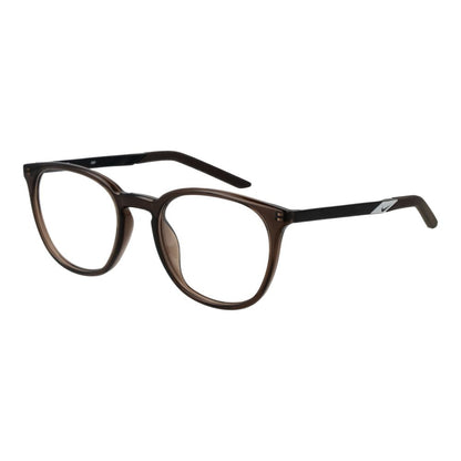 Eyeglasses Frames by Nike for unisex in metal and beige showcases a refined silhouette, detailed with a brown coloured frame finish and a sophisticated full-frame frame design.