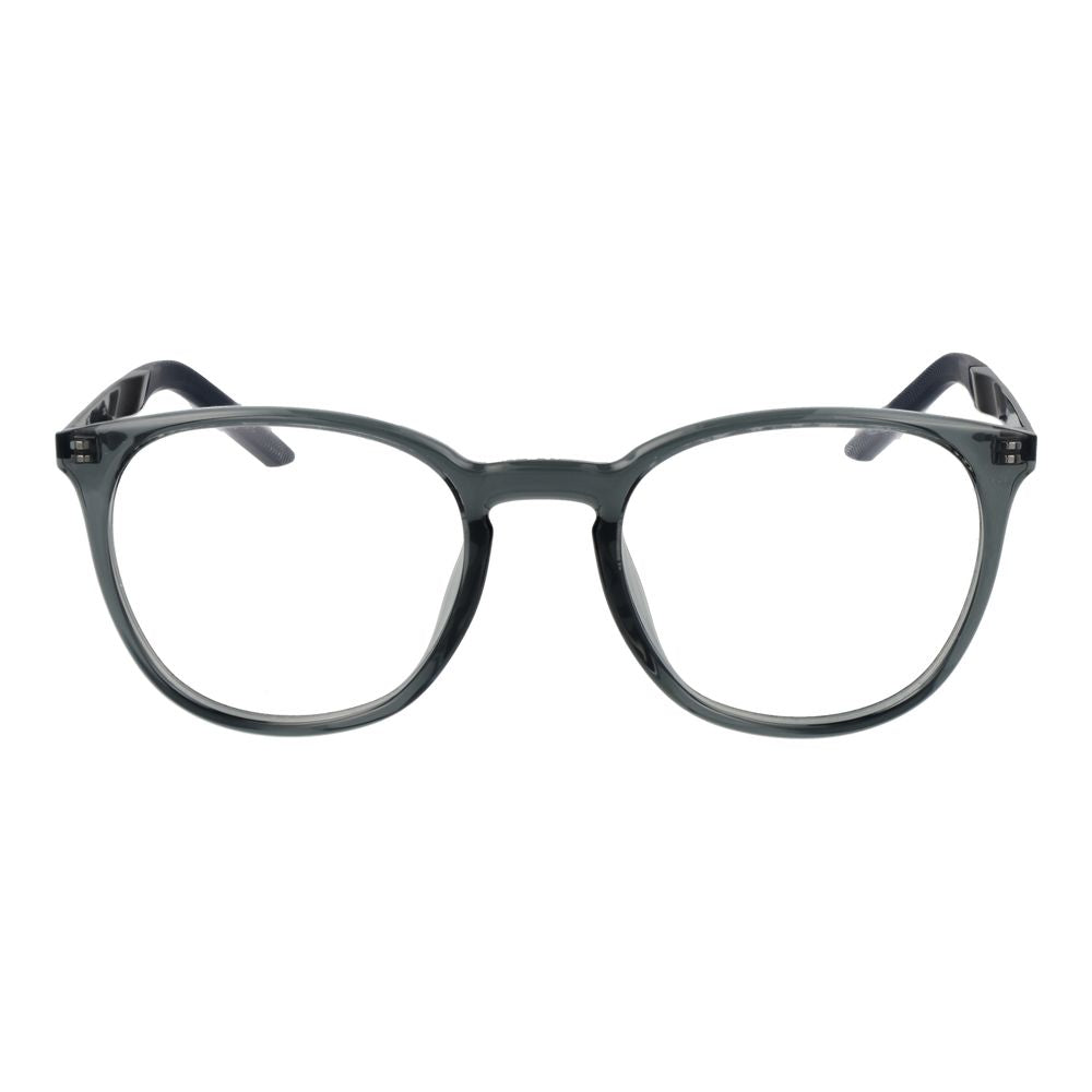 Eyeglasses Frames by Nike for unisex in metal gray features an refined silhouette, showcasing the refined gray coloured frame and sophisticated full-frame frame design.