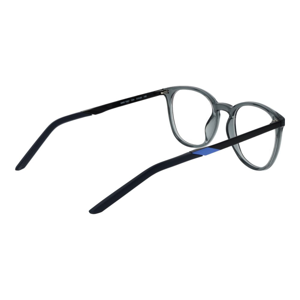 Eyeglasses Frames by Nike for unisex in metal gray features an refined silhouette, showcasing a sophisticated gray coloured frame and refined full-frame frame design for a refined look.