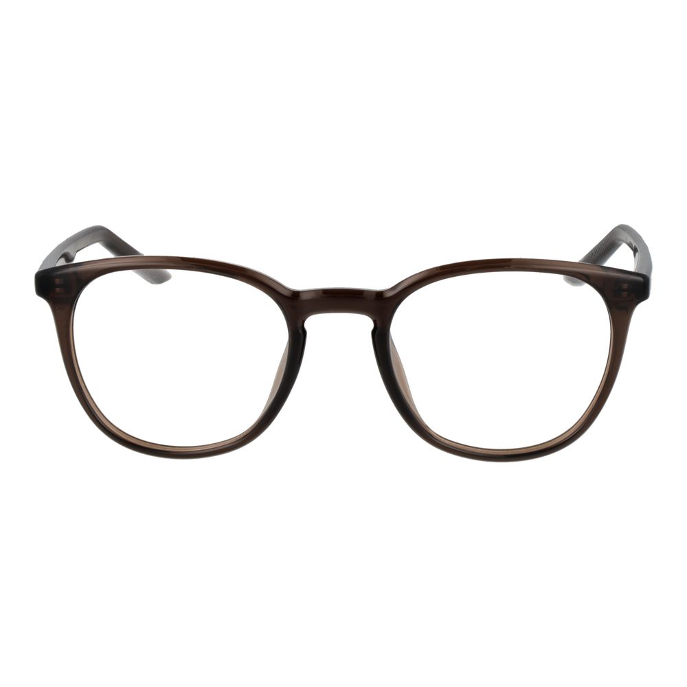Eyeglasses Frames by Nike for unisex in stainless steel beige features a refined silhouette, showcasing a refined brown coloured frame and full-frame frame design for a sophisticated, premium look.