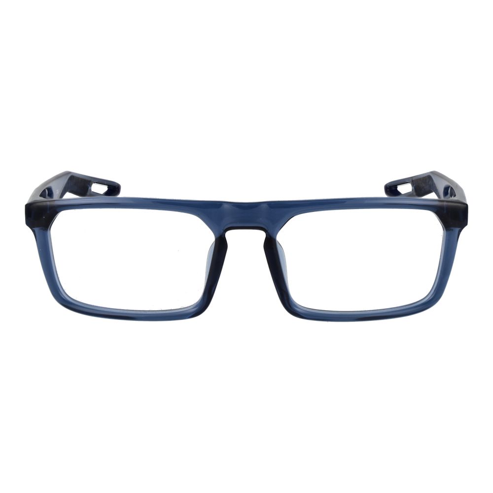 Eyeglasses Frames by Nike for unisex in stainless steel blue showcases a reflective silhouette, artfully incorporating a sophisticated blue coloured frame with a distinct full-frame frame design.