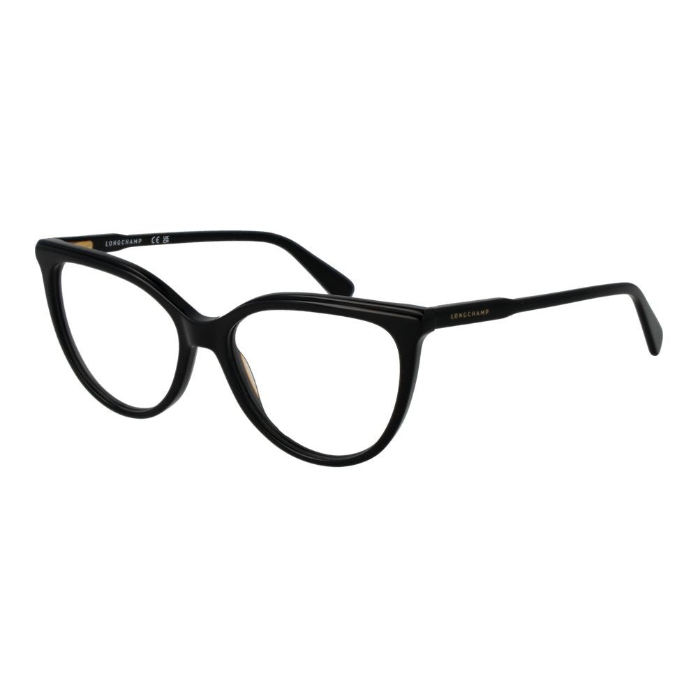 Eyeglasses Frames by Longchamp for women in acetate and black showcases an refined full-frame frame design featuring a sophisticated black coloured frame for an refined and refined aesthetic.