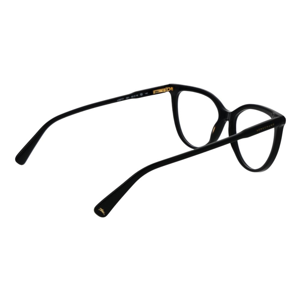 Eyeglasses Frames by Longchamp for women in acetate black features a refined silhouette, showcasing a refined black coloured frame and full-frame frame design for a sophisticated, premium look.