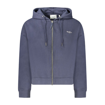 Hooded Sweatshirt Hoodie by Pepe Jeans for women in cotton polyester blue & print features an luminous silhouette, showcasing a sophisticated hooded neckline and for a truly luminous look.