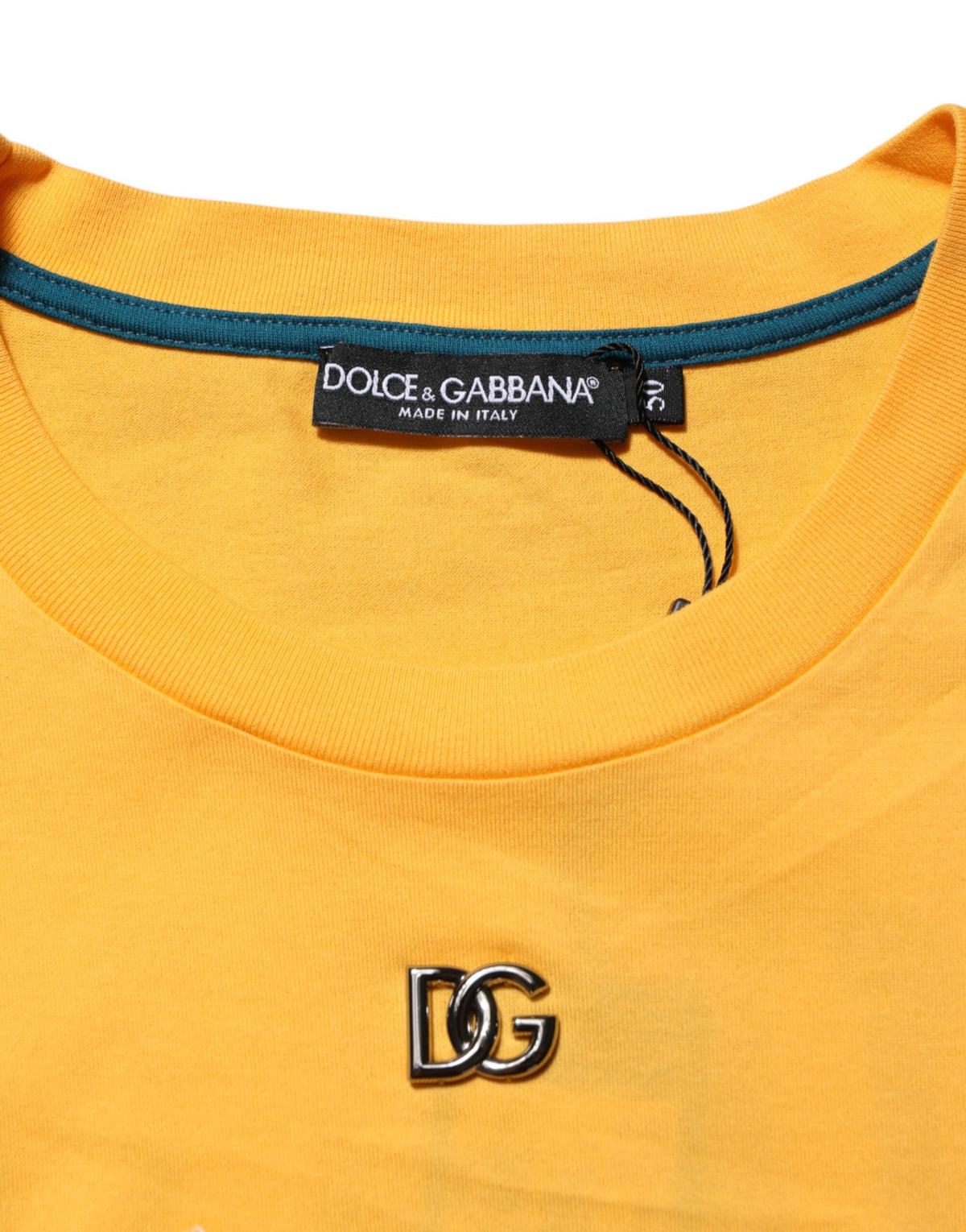 Dolce & Gabbana Men's Regular Fit Short-Sleeve Crew Neck Cotton T-Shirt - Yellow Patterned Floral Print