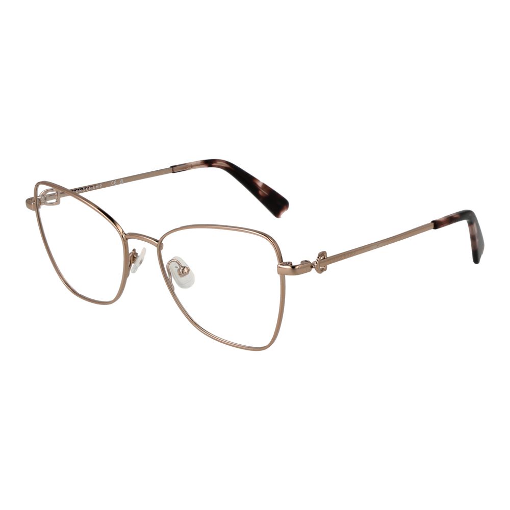 Eyeglasses Frames by Longchamp for women in metal and gold showcases a refined silhouette, detailed with a gold coloured frame finish and a sophisticated full-frame frame design.