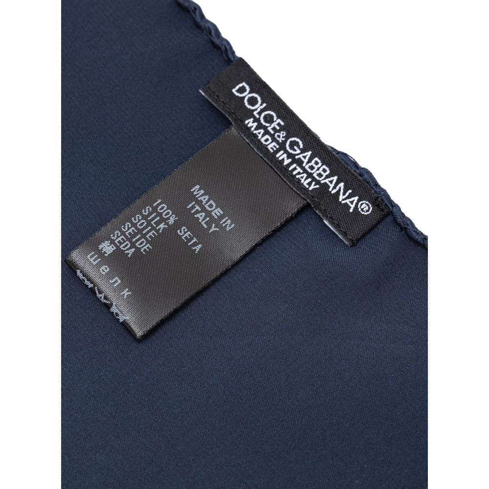 Pocket Square by Dolce & Gabbana for men in silk blue features a dapper design from the Silk Pocket Square collection.