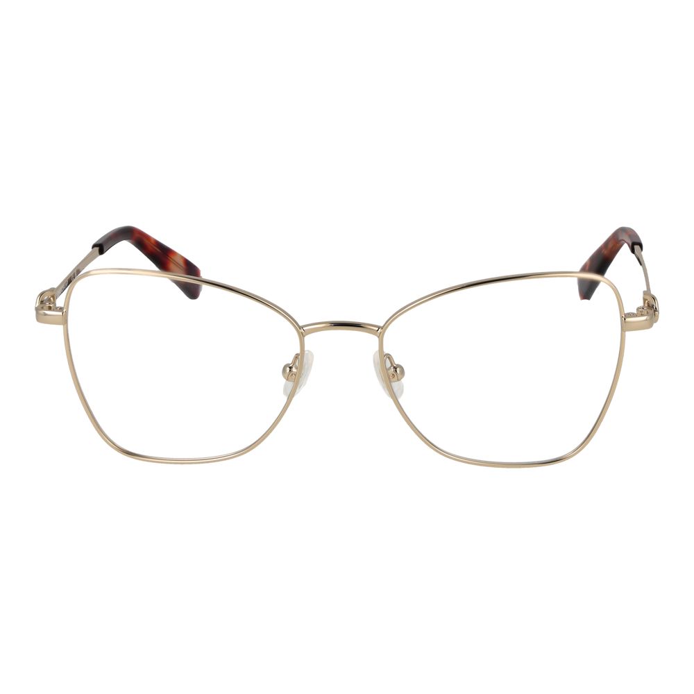 Eyeglasses Frames by Longchamp for women in metal gold features an refined silhouette, showcasing a sophisticated gold coloured frame and refined full-frame frame design for a refined look.