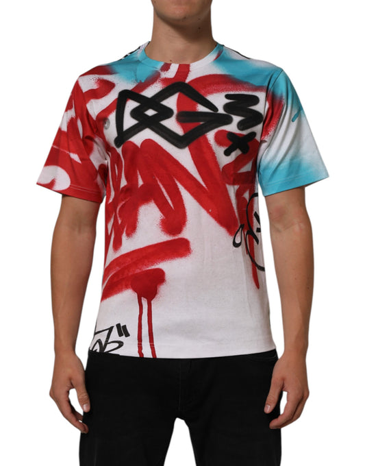 T-Shirt by Dolce & Gabbana for men in cotton white, patterned & print features a plush silhouette, showcasing a sophisticated crew neckline and short-sleeve for a truly plush finish.
