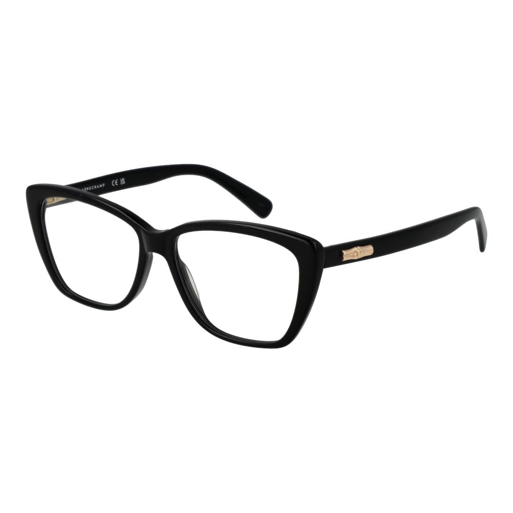 Eyeglasses Frames by Longchamp for women in acetate and black showcases an refined full-frame frame design featuring a sophisticated black coloured frame for an refined and refined aesthetic.