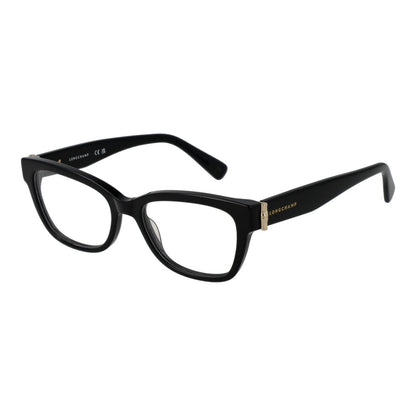 Eyeglasses Frames by Longchamp for women in acetate black features a refined silhouette, showcasing a refined black coloured frame and full-frame frame design for a sophisticated, premium look.