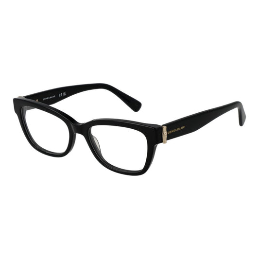 Eyeglasses Frames by Longchamp for women in acetate black features a refined silhouette, showcasing a refined black coloured frame and full-frame frame design for a sophisticated, premium look.