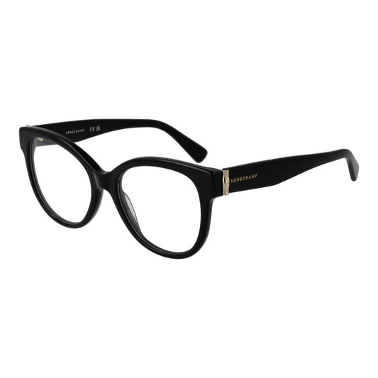 Eyeglasses Frames by Longchamp for women in acetate black features an refined silhouette, showcasing the refined black coloured frame and sophisticated full-frame frame design.