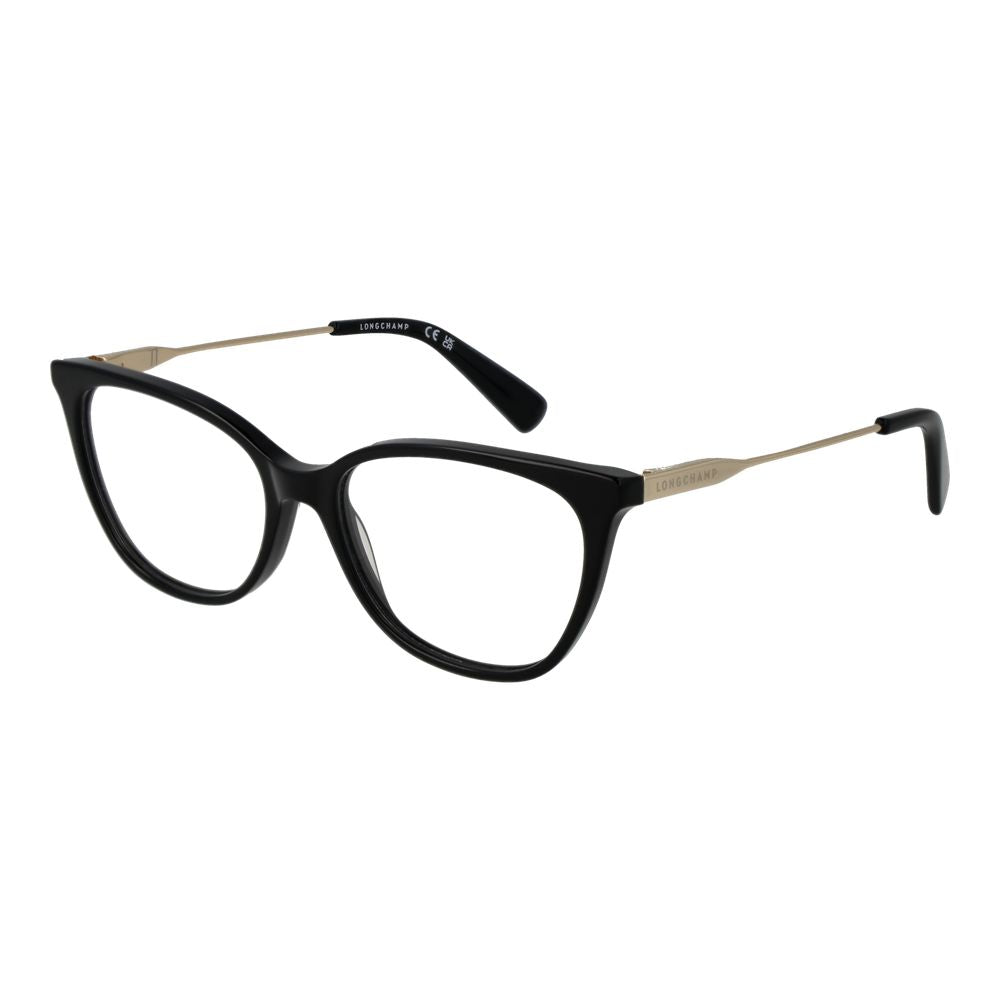 Eyeglasses Frames by Longchamp for women in metal black showcases a reflective silhouette, artfully incorporating a sophisticated black coloured frame with a distinct full-frame frame design.