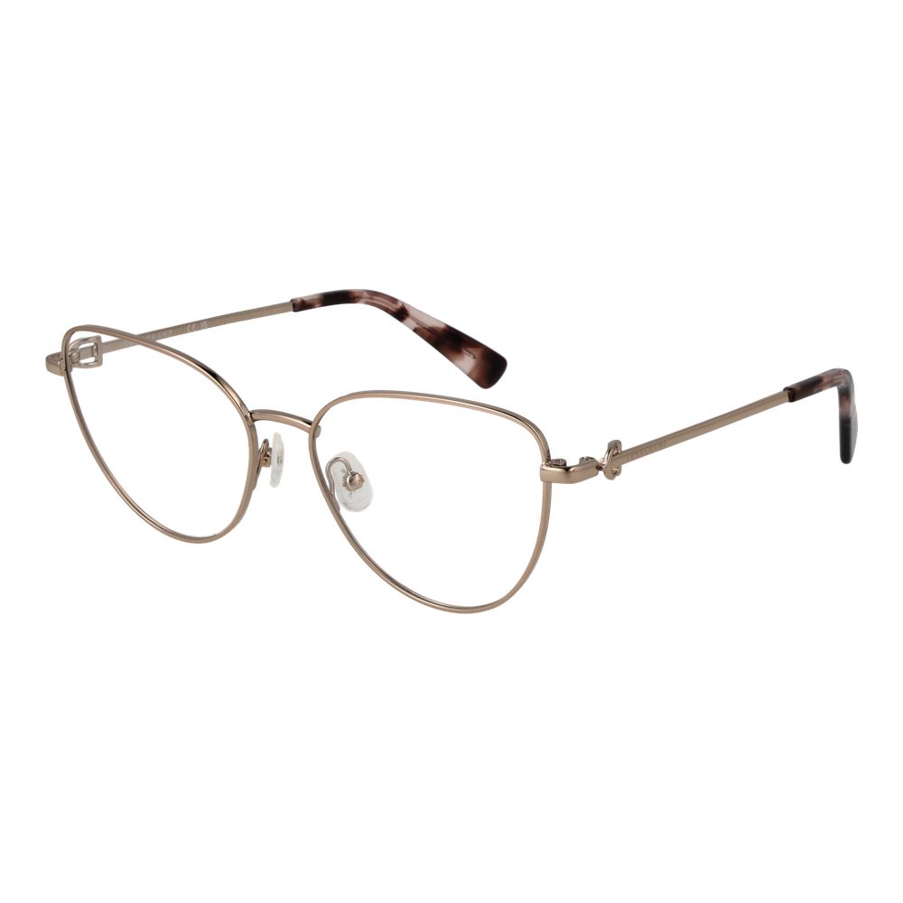 Eyeglasses Frames by Longchamp for women in metal gold features an refined silhouette, showcasing the refined gold coloured frame and sophisticated full-frame frame design.
