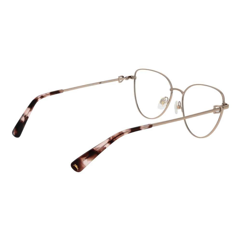 Eyeglasses Frames by Longchamp for women in metal and gold showcases a refined silhouette, detailed with a gold coloured frame finish and a sophisticated full-frame frame design.