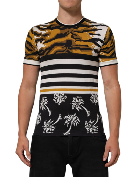 T-Shirt by Dolce & Gabbana for men in cotton multicolor, patterned & print features an on trend silhouette, perfectly showcasing a on trend short-sleeve and crew neckline for an elevated aesthetic.