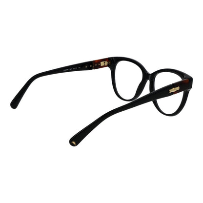 Eyeglasses Frames by Longchamp for women in acetate black showcases a reflective silhouette, artfully incorporating a sophisticated black coloured frame with a distinct full-frame frame design.