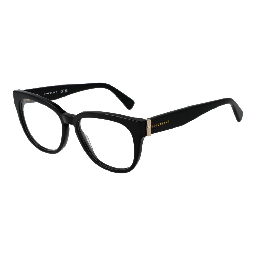 Eyeglasses Frames by Longchamp for women in acetate black features an refined silhouette, showcasing the refined black coloured frame and sophisticated full-frame frame design.