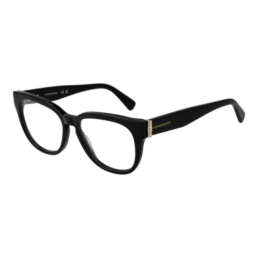 Eyeglasses Frames by Longchamp for women in acetate black features an refined silhouette, showcasing the refined black coloured frame and sophisticated full-frame frame design.